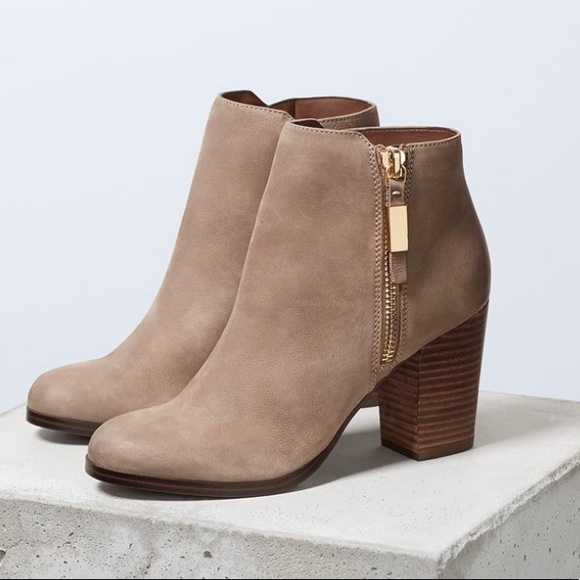 taupe leather booties